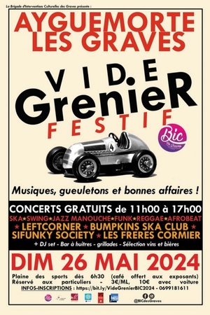 Vide grenier festif : avec BUMPKIN SKA CLUB + SIFUNKY SOCIETY + LEFT CORNER + LES FRÈRES CORMIER 